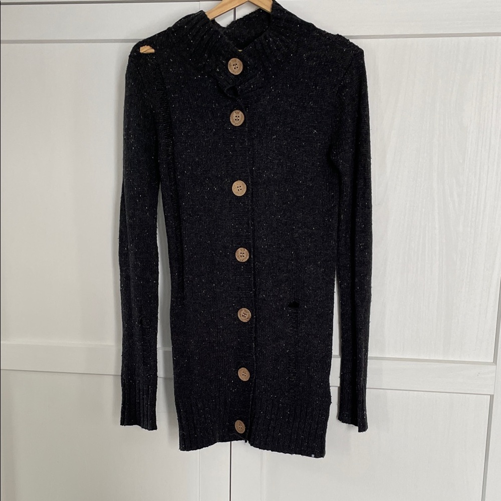 Charcoal Grey Insight Button-Up Women's Cardigan Sweater
